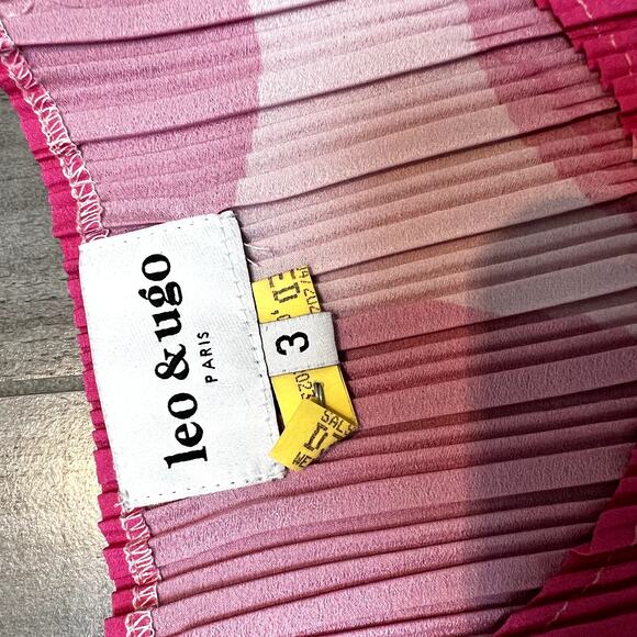 LEO & UGO YE453 Barbie Pink Pleated Summer Floral Short Sleeve Blouse Large - Picture 6 of 8